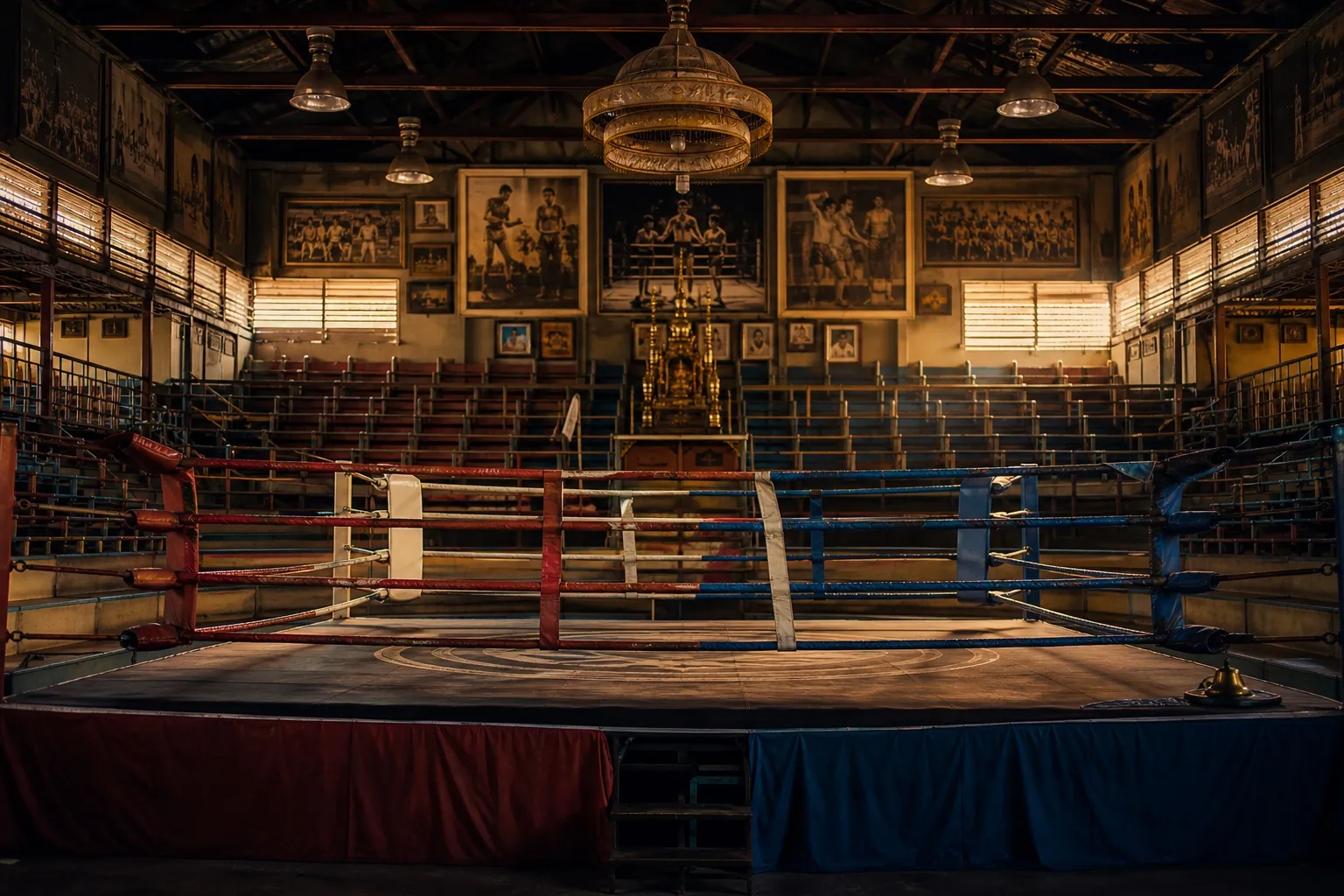 Historic Bangkok stadium atmosphere around Muay Thai