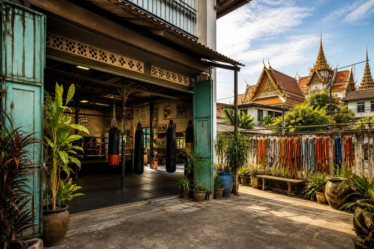 A traditional-style Muay Thai camp in Bangkok